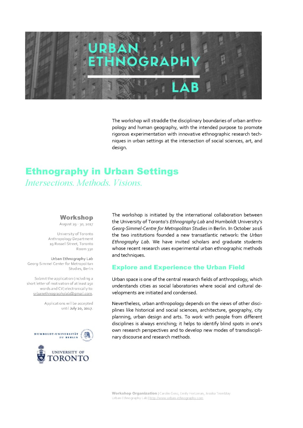 Upcoming Workshop “Ethnography in Urban&nbsp;Settings”